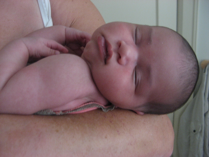 2007 06 28 Harper Sleeping in Gran's arms